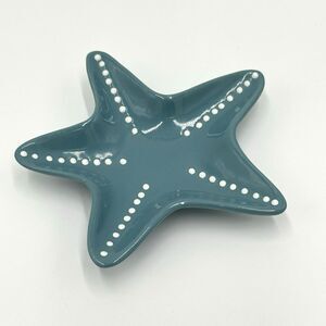 Thirty-One Teal Starfish Trinket Dish Keepsake Jewelry Tray Coastal Beach Ocean